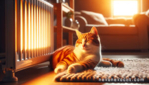 猫ちゃん、暖房のそばが大好き